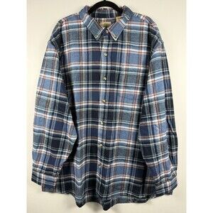 RedHead Heavy Flannel 3XL Blue Red White Plaid Long Sleeve Button Down Shirt